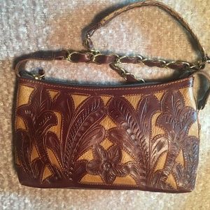 TOOLED LEATHER Purse with Floral Design